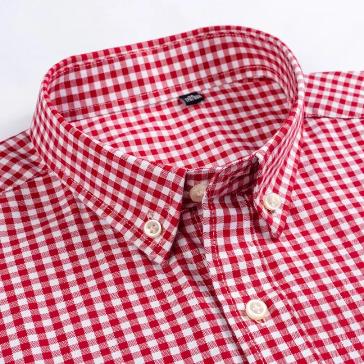 Men's%20100%25%20Cotton%20Plaid%20Striped%20Short%20Sleeve%20Shirt%20Single%20Patch%20Pocket%20Button-down%20Holiday%20Youthful%20Casual%20Checkered%20Thin%20Shirts%20-%20Image%205