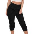 Cropped Rrousers 2021 Summer Women's Casual Harem Pants Beam Foot Pants Pocket Loose Fashion High Waist Solid Color Capris 3.