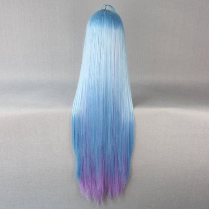 Anime%20No%20Game%20No%20Life%20Shiro%20110cm%20Long%20Multi-color%20Ponytail%20Heat%20Resistant%20Cosplay%20Costume%20Wig%20+Wig%20Cap%20-%20Image%203