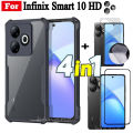 4 in 1 Infinix Smart 10 HD Shockproof Phone Case For Infinix Smart 10 Plus Smart 10 Smart 9 Full Coverage Tempered Glass Screen Protector and Lens Film and Back Film. 