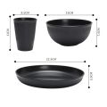 3pcs/set Eco-friendly Plastic Black Tableware Set Vertical Stripes Anti-fall Cutlery Set Plate/Bowl/Cup Party.