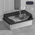 Stainless Steel Cat Litter Box Easy To Clean Odor Blocking Large Kitty Litter Box with Scoop for Big Cats. 