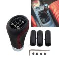 5 Speed Leather Stick Shift Knob Fit for Most Manual Vehicle, Black.