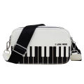 Fashion Note Girl Piano Black & White Small Square Bag New Bag Bag Women's Bag One Shoulder Crossbody Bag.