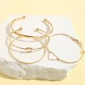 4Pcs Charm Thick Thin Link Bracelets Set For Women Gold Color Love Heart Knot Metal Chain Twist Bracelet Punk Jewelry Party Gift.
