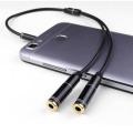Audio Splitter Cable 3.5mm Female with 2 Port 3.5mm Male with Mic Extension Aux Cable Adapter. 