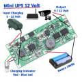 MiniUPS Circuit For Dc Onu Router Plus Li-Ion Lithium 18650 Battery Charging Module Step Up Boost Converter Dc 9V/12V Output Charge Discharge Ups Protection Board - Solar Panel.