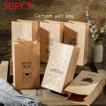 50pcs Kraft Paper Gift Bag Candy Cookies Kraft Paper Bags Gift Packing Wedding Home Party Birthday Gift Packaging Cat Pattern.