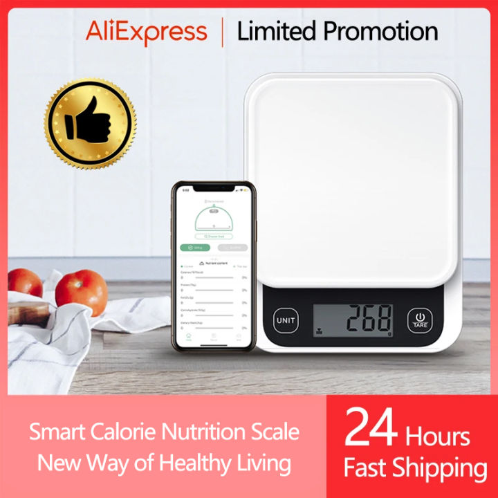 P Smart Kitchen Scale with Nutrition Counting Food Calorie Scale 1g/1g 5kg/0.Nutrition Scale Cooking and Baking Digital Scale AP with Smart Device