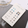 12 Pairs Korean Fashion Stud Earrings -Women Teens Girls Flower Snowflake Star Moon Trendy Earrings- Daily Fashion Jewelry. 