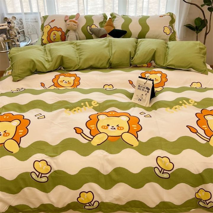 Black%20cartoon%20briquettes%20fairy%20bed%20sheet%20duvet%20cover%20four-piece%20set%20washed%20cotton%20student%20dormitory%20bed%20single%20three-piece%20set%20-%20Image%202