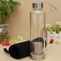 BPA Free Glass Sport Water Bottle with Tea Filter Infuser Protective Bag 550ml - Water Bottle - Water Bottle.