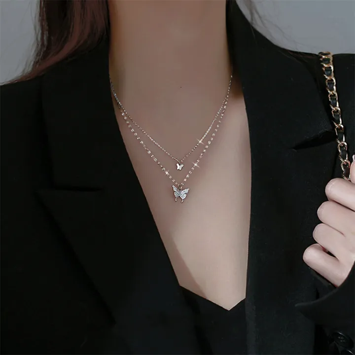 Fashionable%20Chain%20Double%20Layer%20Butterfly%20Necklaces%20for%20women%20New%20Collection%20-%20Image%203