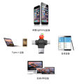 Suitable for Apple/Android/type-c 4-in-1 TF/MicroSD card OTG mobile phone card reader. 