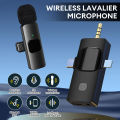 K15 Wireless Dual Microphone. 3 in 1 Lavalier Collar Microphone for Type C, iPhone, 3.5mm Multi Device Video Broadcast Noise Reduction Mini Lapel Microphones.