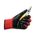 Heavy Duty Smooth Work Gloves Nitrile Coated Red Black Firm Grip Nitrile Coated Gloves. 