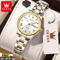Olevs 4580 Silver & Golden Two Tone Stainless Steel Analog Wrist Watch For Women - White, Silver, Black & Golden.