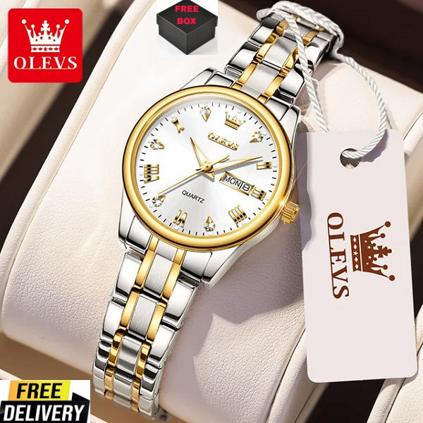 Olevs%204580%20Silver%20&%20Golden%20Two%20Tone%20Stainless%20Steel%20Analog%20Wrist%20Watch%20For%20Women%20-%20White,%20Silver,%20Black%20&%20Golden%20-%20Image%202