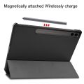 Custer Pure Color 3-Fold Holder Leather Case For Samsung Galaxy Tab S9 FE+.