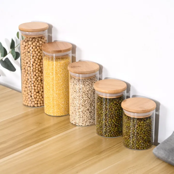 Eco-friendly%20Glass%20jar%20Sleek%20Transparent%20Bamboo%20lid%20Airtight%20Versatile%20Sealed%20canister%20for%20Kitchen%20accessories%20Loose%20tea%20-%20Image%208