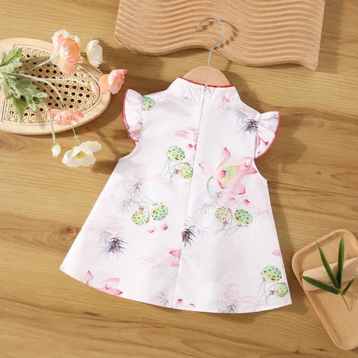 (0-3%20Years%20Old%20Baby%20Girls)%20New%20Summer%20Baby%20Girls%20Dress%20Small%20Flying%20Sleeve%20Cheongsam%20Chinese%20Style%20Hand-Painted%20Wind%20Animal%20Sweet%20Princess%20Dress%20-%20Image%202