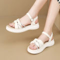 H-1 Sandals Women's 2024 New Summer Wear Thick-soled Versatile Lace-up Soft-soled Flat-soled Sen Slippers. 