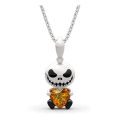 Fashion New Cartoon Devil Smile Heart Necklace Gothic Style Blue Crystal Heart Alloy Necklace.