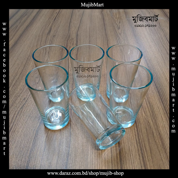 Crystal Clear Drinking Glass Set (6 Pieces) OLiLA W001 (৬ পিচের স্বচ্ছ কাঁচের পানির গ্লাস সেট)