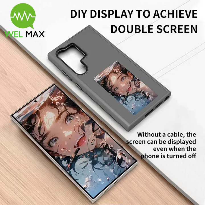 S24U High End NFC Smart E-ink phone case For Samsung Galaxy S23 S24 Ultra DIY Screen projection AI Couple Photo shockproof shell