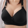 Cross-border plus-size thin glossy bra without underwires gathered three-breasted women's underwear factory direct supply.