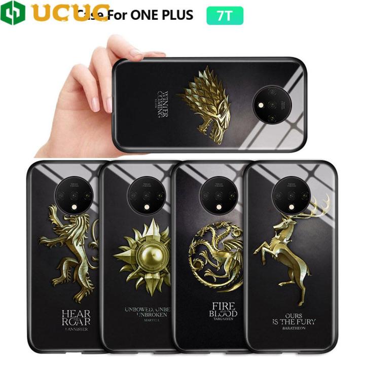 【3C VictoryEagle】UCUC for OnePlus 7T Back Game Thrones Luxury Personalized Patterns Glass Phone Case