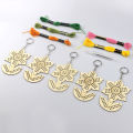 5Pcs Wooden Sunflower with Colour Embroidery Threads DIY Craft Kit Home Decor Cross-stitch Keyring. 