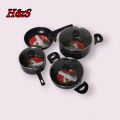 H&S 7 in 1 Pcs Non-Stick Cookware Gift Set Black color - Induction Bottom. 
