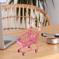 Mini Shopping Cart Storage Box Multifunctional Trolley Fun Stationery Pretend Play Toys Desktop Organizer Basket for Office Home Accessories. 