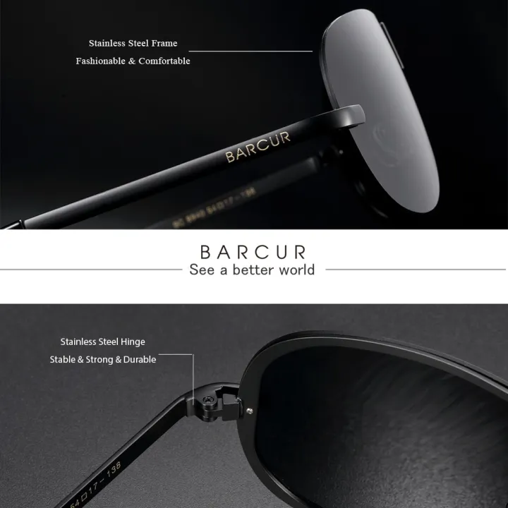 BARCUR%20Glass%20Stainless%20Steel%20Polarized%20Sunglasses%20Men%20Driving%20Male%20Sunglasses%20oculos%20Male%20Eyewear%20Accessories%20For%20Men%20-%20Image%202