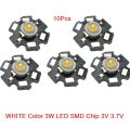10Pcs- 20mm Black PCB Plate White 3 Watt 3.7V Ultra Bright WHITE Color 3W LED SMD Chip 3V 3.7V Metal Plate Heat Sink Aluminum Base 20mm PCB DIY LED Light Bulbs.