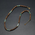 Boho Vintage Jewelry Summer Wood bead Beaded Necklace Men Handmade Natural stone Necklace.