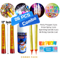 Celebration Party Kit- Party Popper, Snow Spray, Sparkling Candle, and Birthday Candle- (Pack of 6 Pcs).