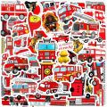 50 Pcs/Set Fire Truck Graffiti Sticker for Kids Notebook Hand Account Pencil Case Decoration Waterproof Label Stickers.