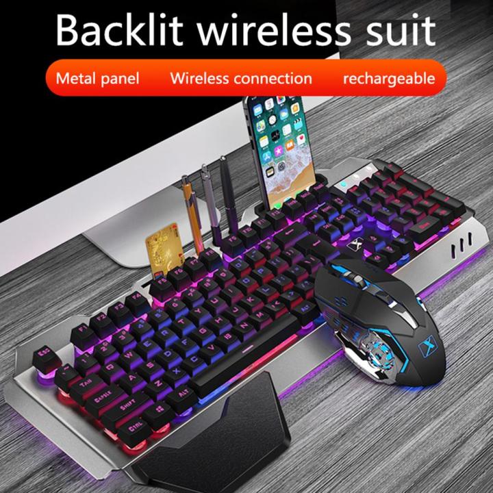 1set K680 Wireless Gaming Keyboard and Mouse Backlight Metal Panel Rechargeable RGB Backlit Gamer Mouse Waterproof Keyboard Kit