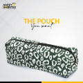 Pencil Pouch, White & Green, (9"x4"). 