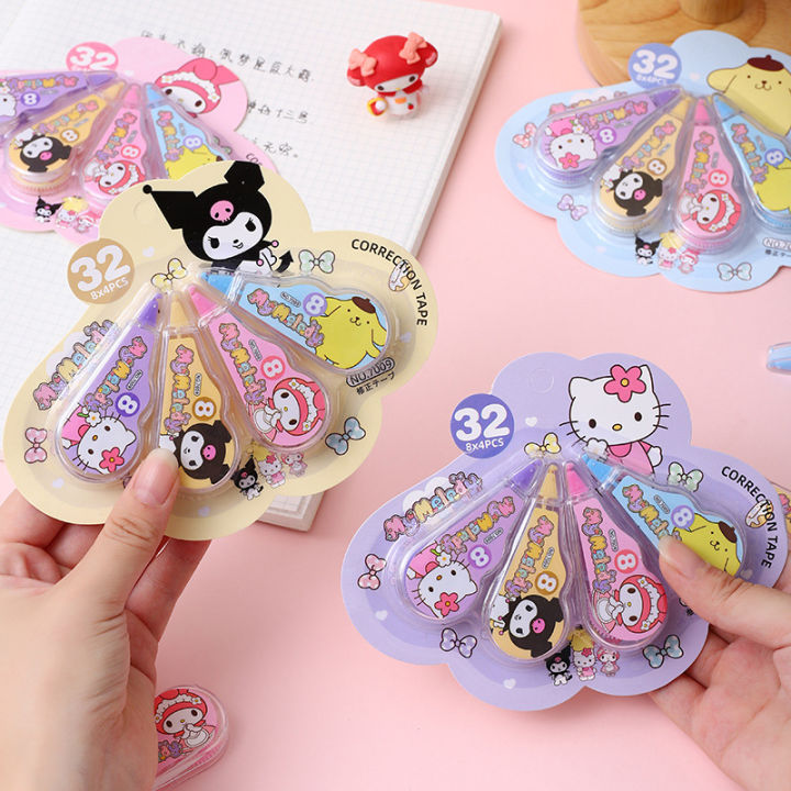 4pcs/set%20Kawaii%20Sanrio%20Correction%20Tape%20Cartoon%20Kuromi%20Melody%20Alteration%20tape%20Stationery%20Gift%20Office%20School%20Supplies%20-%20Image%204