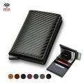 SAKURA DIENQI Carbon Fiber Card Holder Wallets Men Brand Rfid Black Magic Trifold Leather Slim Mini Wallet Small Money Bag Male Purses. 