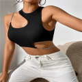 High Street Chain Cut Out Crop Top Women Summer Y2K Clothes Solid Black Asymmetrical Neck Sleeveless Tank Top Streetwear. 