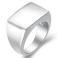 European and American cross-border ins fashion simple glossy 18MM rectangular titanium steel stainless steel ring with laser logo for women.
