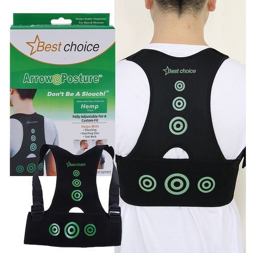 Hempvana Arrow Posture - Fully Adjustable Posture Support & Posture Corrector for Upper Body - Helps Correct Slouching, Text Neck and Hunching Over