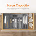 Cutlery Drawer Organiser Expandable Utensil Tray for Kitchen, Adjustable Silverware and Flatware Holder Durable. 
