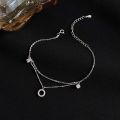 Wedding Fashion New 925 Sterling Silver Shine Round Cubic Zirconia Multilayer Chain Anklets For Women Girl LB017. 