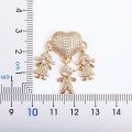 Son Daughter Heart Gold Color Cubic Zirconia Family Girl Boy Pendant Necklace Copper Chain Jewelry Mother's Day Gift.