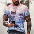 Couple Wolf Print T-Shirt Men's 3D T-Shirt Drop Ship Top Tee Short Sleeve Camiseta Round Neck T-Shirt Fashion Casual Brand 6XL.